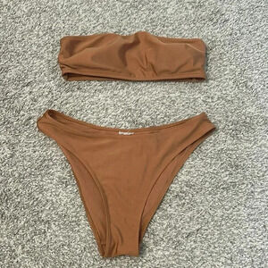 H&M gold/ brown Bandeau bikini